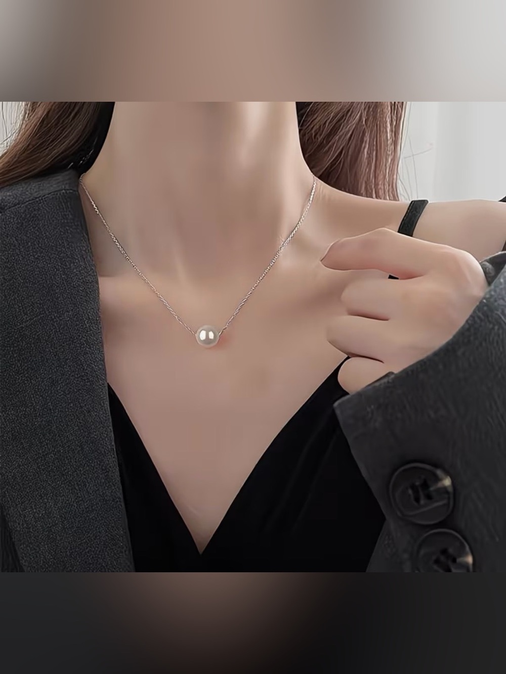 Stainless Steel Dainty faux Pearl necklace